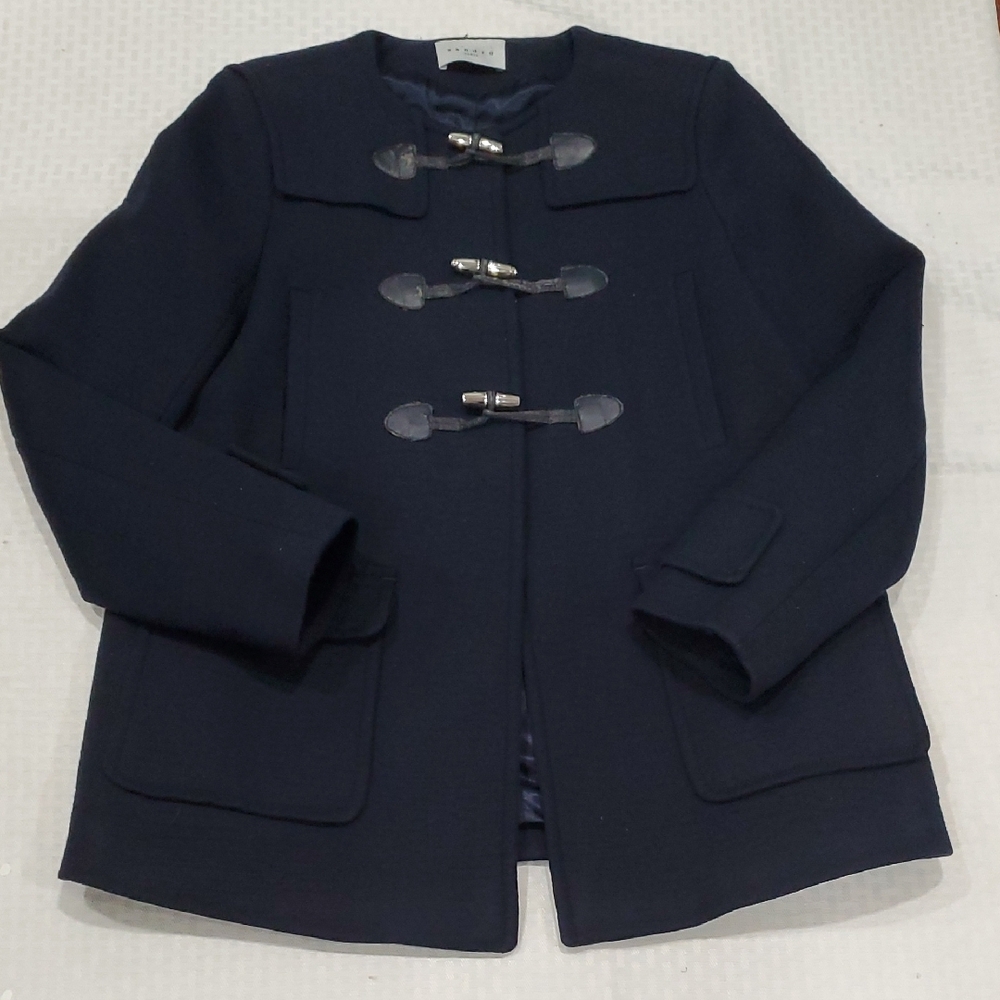 Sandro Women's Navy Toggle Pea Coat - Picture 12 of 17